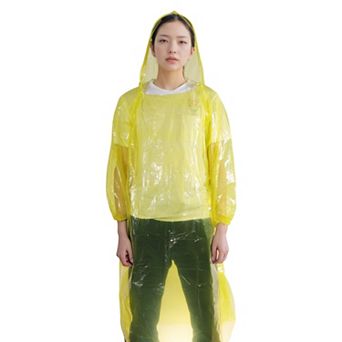 5 pc Disposable Rain Ponchos, Waterproof Lightweight Raincoats with Hood and Sleeves