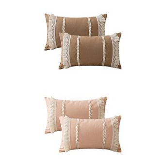 4 pc Decorative Boho Throw Pillow Cover, Modern Textured Tufted Pillow Cover 12x20&18x18 Inch