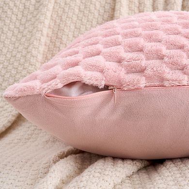 4Pcs Soft Decorative Throw Pillow Covers Fuzzy Plush Cushion Cover 12x20&22x22 Inch