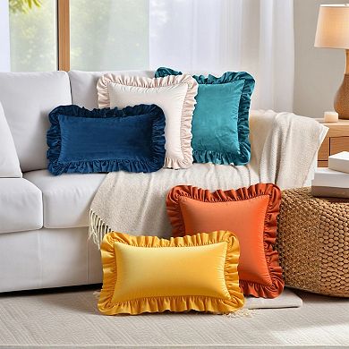 2Pcs Scalloped Square Outdoor Throw Pillow Covers for Sofa Living Room Decor 12x20&18x18 Inch