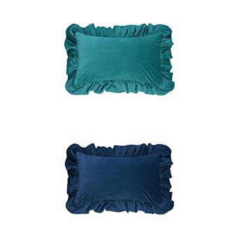 2 pc Scalloped Square Outdoor Throw Pillow Covers for Sofa Living Room Decor 12x20&18x18 Inch