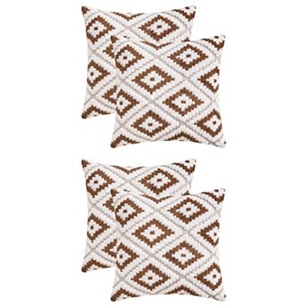 4 pc Soft Short Plush Decorative Luxury Style Throw Pillow Covers 16x16&18x18 Inch