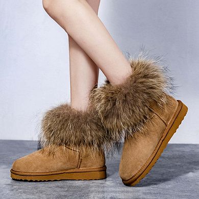 Women's Shearling and Raccoon Hair Boots CY2469