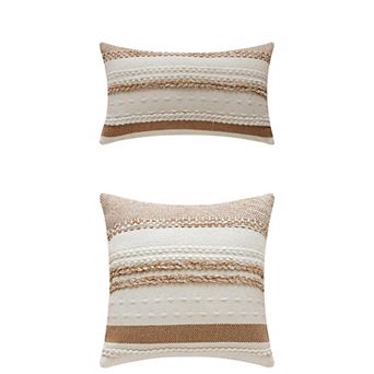 2 pc Striped Decorative Throw Pillow Cover for Couch Bed Sofa Home Decor 12x20&18x18 Inch