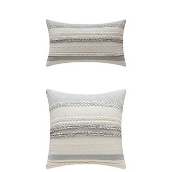 2 pc Striped Decorative Throw Pillow Cover for Couch Bed Sofa Home Decor 12x20&18x18 Inch