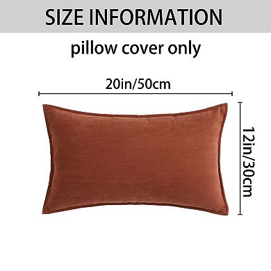 Couch Throw Pillow Covers Set of 4, Decorative Soft Chenille Covers 12x20&18x18 Inch