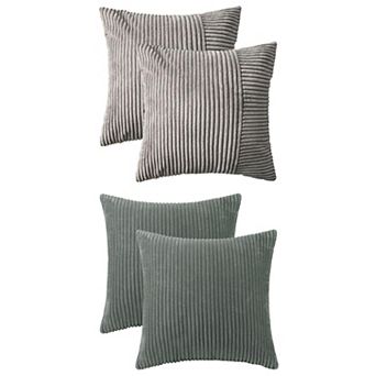 Throw Pillow Cover, Soft Boho Striped Cushion Cover Pack of 4, Decorations Pillowcase Set 18x18 Inch