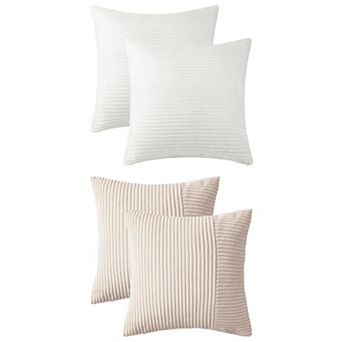 Throw Pillow Cover, Soft Boho Striped Cushion Cover Pack of 4, Decorations Pillowcase Set 18x18 Inch