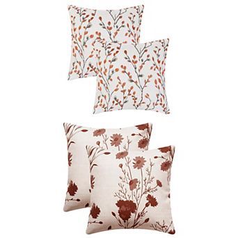 4 pc Classical Floral Pattern Decoration Throw Pillow Cover Pillow Cases Set 12x20&18x18 Inch