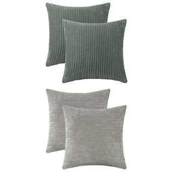 Corduroy Throw Pillow Covers, Soft Boho Cushion Covers Pack of 4 Square Pillowcase Set 18x18 Inch