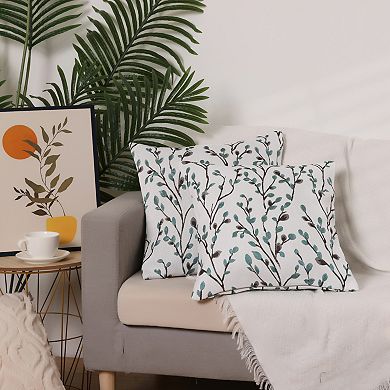 4Pcs Classical Embroidery Jacquard Teal Decoration Throw Pillow Cover Pattern Pillow Case 18x18 Inch