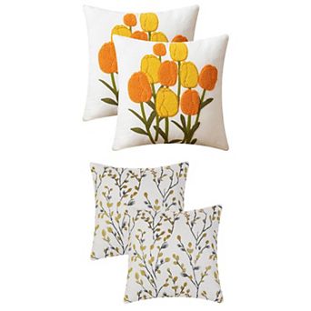 4 pc Classical Embroidery Jacquard Teal Decoration Throw Pillow Cover Pattern Pillow Case 18x18 Inch