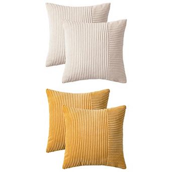 Throw Pillow Covers Set of 4 Modern Strip Decorative Couch Bed for Living Room 12x20&18x18 Inch