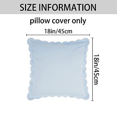 4Pcs Soft Cotton Throw Pillow Covers Cushion Cases, Scalloped Wavy Edge Designs 18x18 Inch