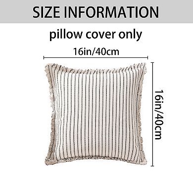 4Pcs Classical Striped Throw Pillow Cover w Tassels Fringe Boho 16x16&20x20 Inch