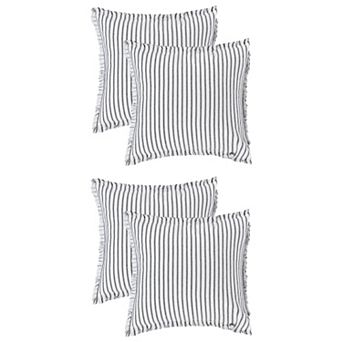 4 pc Classical Striped Throw Pillow Cover w Tassels Fringe Boho 16x16&20x20 Inch