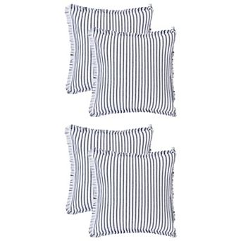 4 pc Classical Striped Throw Pillow Cover w Tassels Fringe Boho 16x16&20x20 Inch