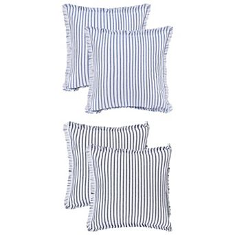 4 pc Classical Striped Throw Pillow Cover w Tassels Fringe Boho Pillow Cases 16x16&18x18&20x20 Inch