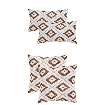 4 pc Soft Short Plush Decorative Luxury Style Throw Pillow Covers 12x20&16x16 Inch