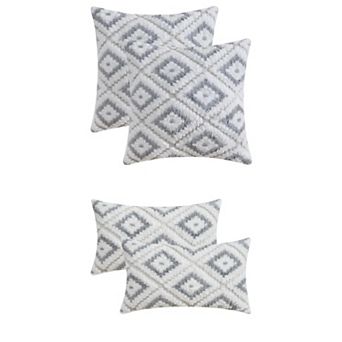 4 pc Soft Short Plush Decorative Luxury Style Throw Pillow Covers 12x20&16x16 Inch