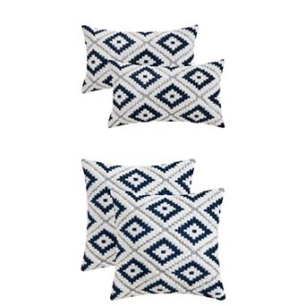 4 pc Soft Short Plush Decorative Luxury Style Throw Pillow Covers 12x20&16x16 Inch