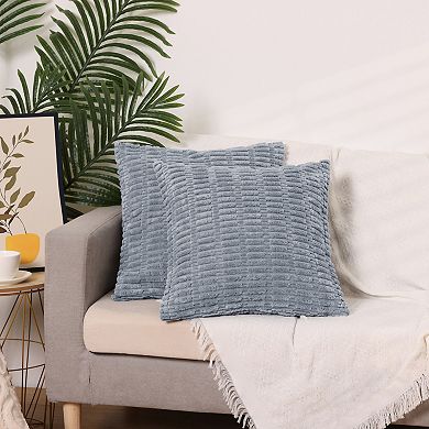 4 Packs Corduroy Decorative Throw Pillow Cases Soft Boho Solid Striped Cushion Covers 18x18 Inch