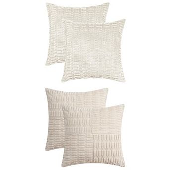 4 Packs Corduroy Decorative Throw Pillow Cases Soft Boho Solid Striped Cushion Covers 18x18 Inch