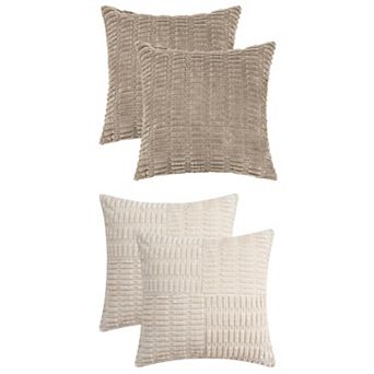 4 Packs Corduroy Decorative Throw Pillow Cases Soft Boho Solid Striped Cushion Covers 18x18 Inch