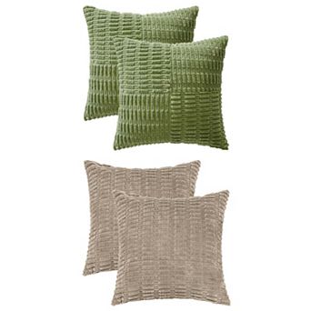 4 Packs Corduroy Decorative Throw Pillow Cases Soft Boho Solid Striped Cushion Covers 18x18 Inch