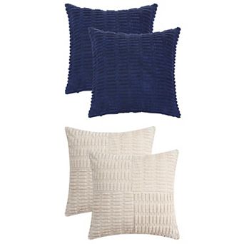 4 Packs Corduroy Decorative Throw Pillow Cases Soft Boho Solid Striped Cushion Covers 18x18 Inch