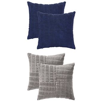 4 Packs Corduroy Decorative Throw Pillow Cases Soft Boho Solid Striped Cushion Covers 18x18 Inch