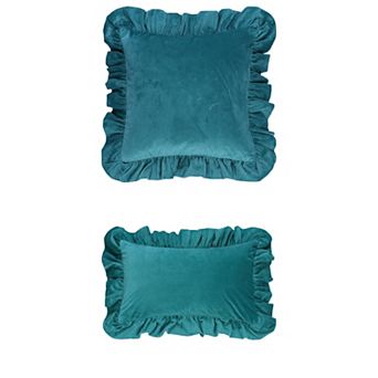 2 pc Scalloped Square Outdoor Throw Pillow Covers for Sofa Living Room 12x20&18x18 Inch
