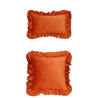 2 pc Scalloped Square Outdoor Throw Pillow Covers for Sofa Living Room 12x20&18x18 Inch
