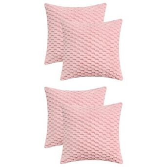4 pc Soft Decorative Throw Pillow Covers Fuzzy Plush Cushion Cover 16x16&20x20 Inch