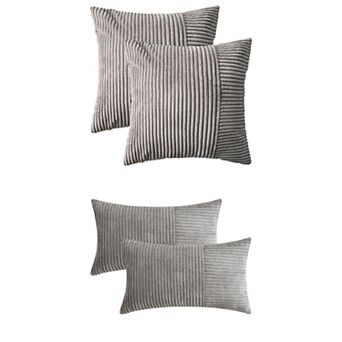 Throw Pillow Covers Set of 4 Modern Strip Decorative Couch Bed 12x20&18x18 Inch
