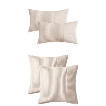 Throw Pillow Covers Set of 4 Modern Strip Decorative Couch Bed 12x20&18x18 Inch