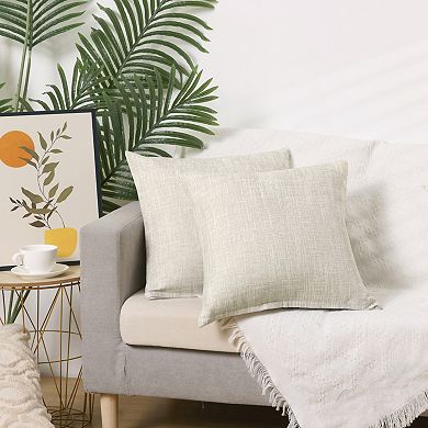 4Pcs Throw Pillow Cover Square Rustic Decorative Cushion Cover Farmhouse Solid Pillowcase 18x18 Inch