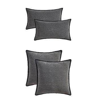 4 pc Soft Chenille Pillowcase Simple Decoration Cushion Cases 12x20&18x18 Inch