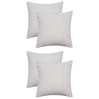 Boho Striped Throw Pillow Covers Set of 4 Farmhouse Pillow Cases 18x18&20x20 Inch