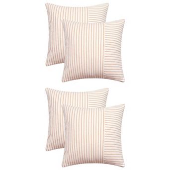 Boho Striped Throw Pillow Covers Set of 4 Farmhouse Pillow Cases 18x18&20x20 Inch