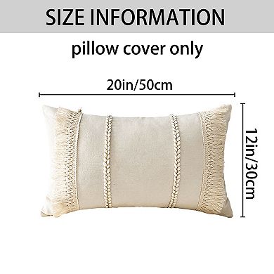 4Pcs Decorative Boho Throw Pillow Cover, Modern Textured Tufted Pillow Case 12x20&18x18 Inch