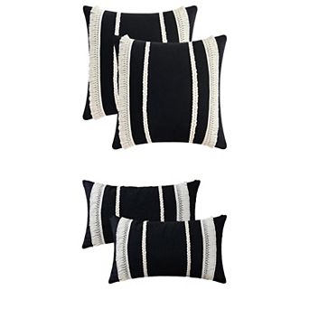 4 pc Decorative Boho Throw Pillow Cover, Modern Textured Tufted Pillow Case 12x20&18x18 Inch