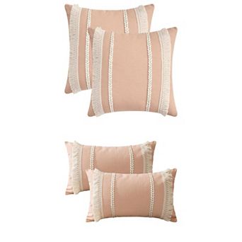 4 pc Decorative Boho Throw Pillow Cover, Modern Textured Tufted Pillow Case 12x20&18x18 Inch