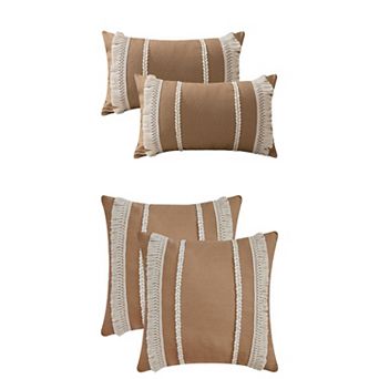 4 pc Decorative Boho Throw Pillow Cover, Modern Textured Tufted Pillow Case 12x20&18x18 Inch