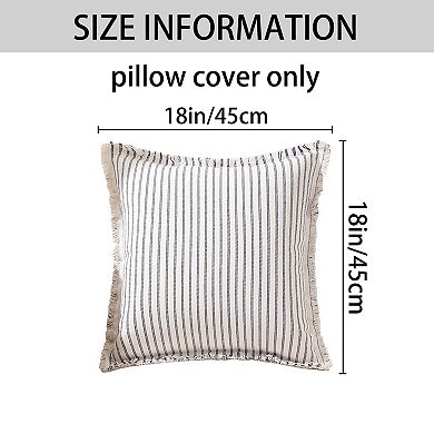 4Pcs Classical Striped Throw Pillow Cover w Tassels Fringe Boho 18x18&20x20 Inch