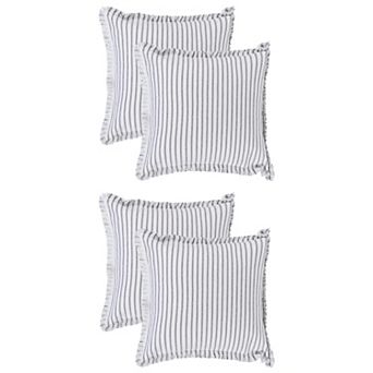 4 pc Classical Striped Throw Pillow Cover w Tassels Fringe Boho 18x18&20x20 Inch