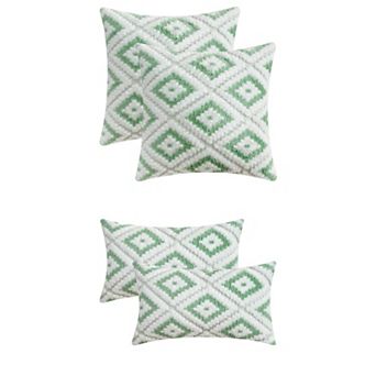 4 pc Soft Short Plush Decorative Luxury Style Throw Pillow Covers 12x20&20x20 Inch