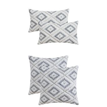 4 pc Soft Short Plush Decorative Luxury Style Throw Pillow Covers 12x20&20x20 Inch
