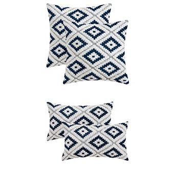 4 pc Soft Short Plush Decorative Luxury Style Throw Pillow Covers 12x20&20x20 Inch