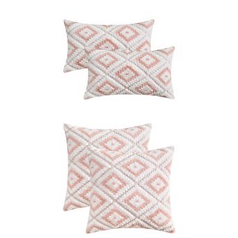 4 pc Soft Short Plush Decorative Luxury Style Throw Pillow Covers 12x20&20x20 Inch